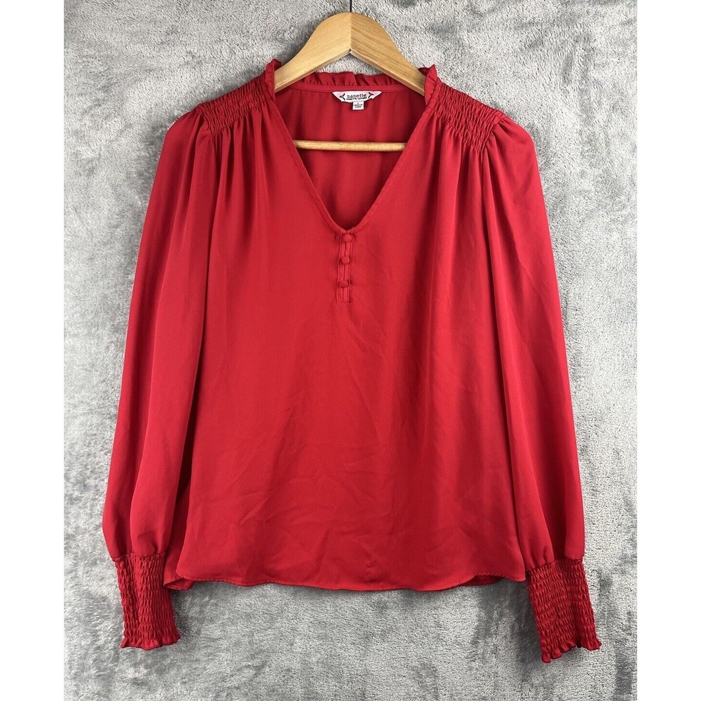 3/$20 Nanette Lepore Long Sleeve Large Ruffle Collar  Lightweight Shirt Sheer